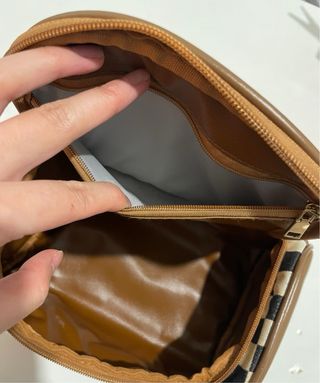 Bolsa de maquillaje con estampado de cuadros