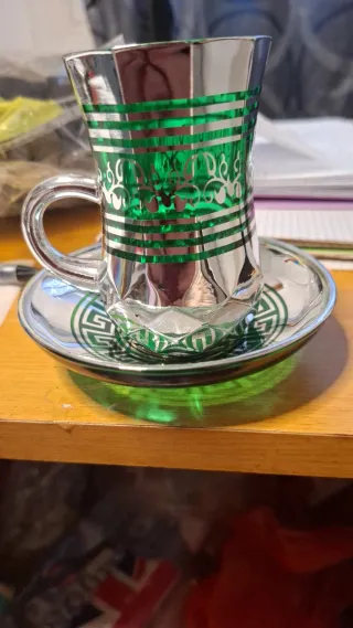 Juego té marroquí cristal y metal