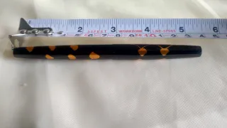 Penna stilografica nera con decorazioni arancioni