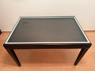 Mesa comedor extensible cristal y madera