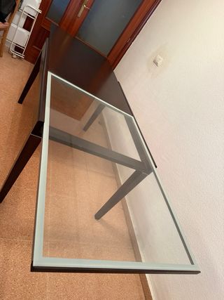 Mesa comedor extensible cristal y madera