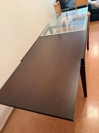 Mesa comedor extensible cristal y madera