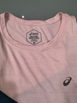 Camiseta Asics sin mangas XL rosa y azul