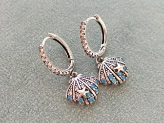 Pendientes aro concha plata de ley