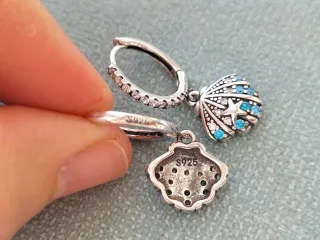 Pendientes aro concha plata de ley