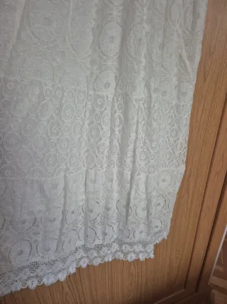 Vestido largo boho encaje beige talla única