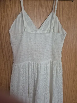 Vestido largo boho encaje beige talla única