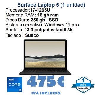 Surface Laptop 5 i7 16GB RAM 256GB SSD