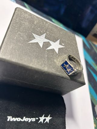 Anillo Two Jays Azul y Plateado