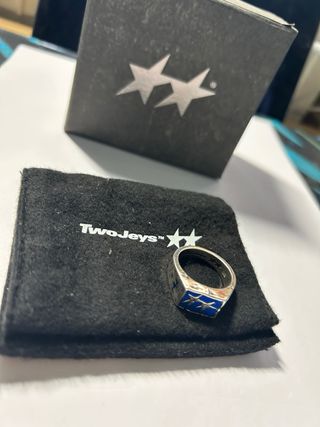Anillo Two Jays Azul y Plateado