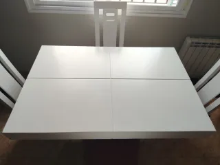 Mesa y 4 Sillas Comedor Blancas