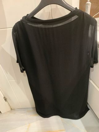 Camiseta Zara Woman T-L Negra Transparente