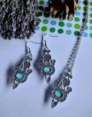 Conjunto collar y pendientes plata turquesa