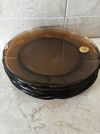 Juego Vajilla Duralex Ondas Vintage Marrón