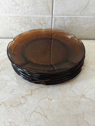 Juego Vajilla Duralex Ondas Vintage Marrón