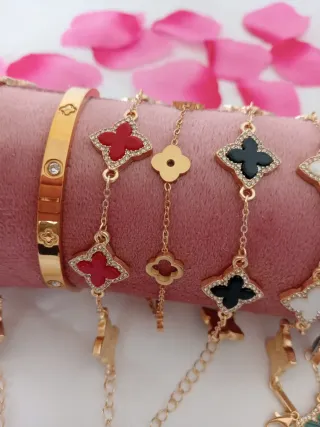 Pulseras Acero Dorado Trébol