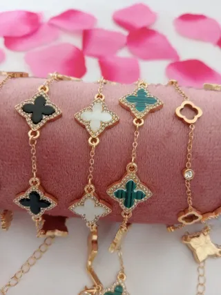 Pulseras Acero Dorado Trébol