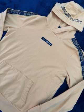 Hollister Logo Hoodie Beige Small Streetwear Sweat