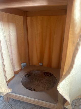 Mesa camilla redonda con cristal