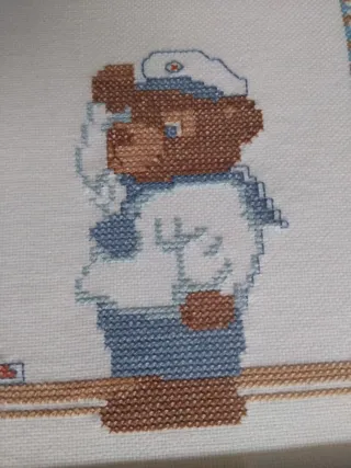 Cuadro infantil punto de cruz ositos