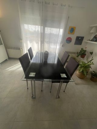 Mesa comedor cristal templado negra