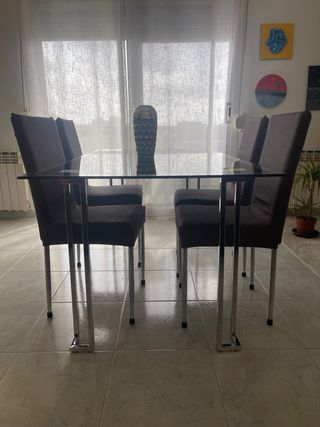 Mesa comedor cristal templado negra