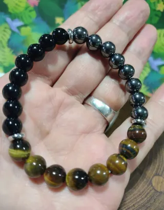 Pulsera Triple Protección Piedras Naturales