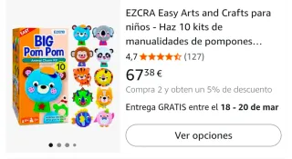 Kit Manualidades Animales Pompones Niños 4-12 Años