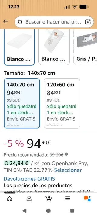 Cuna blanca 140x70 regulable en altura