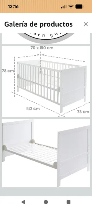 Cuna blanca 140x70 regulable en altura