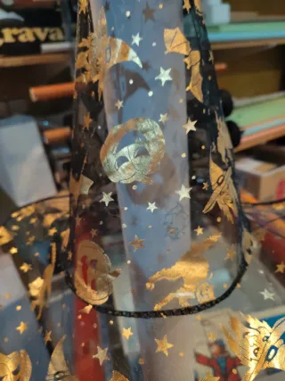 Gorro Bruja Carnaval Negro y Dorado