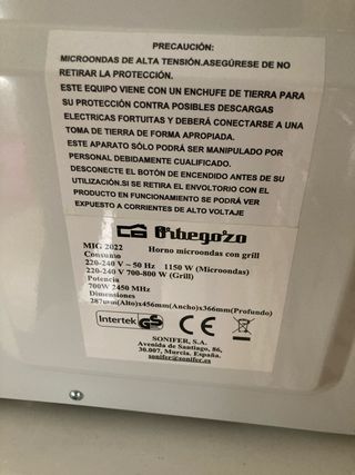 Microondas Orbegozo blanco