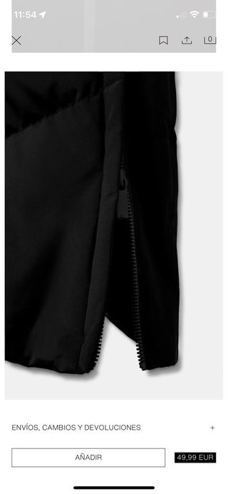 Anorak largo Zara XL Negro Waterrepellent Mujer