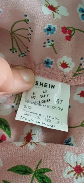 Vestido niña Shein floral rosa talla 10-11