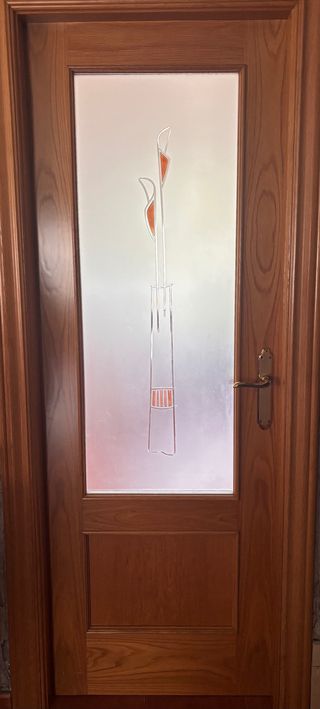 Puerta madera con vidriera 71x202cm