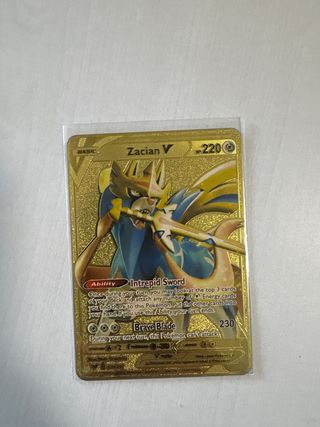 Carta Metalizada Pokémon Zacian V Dorada