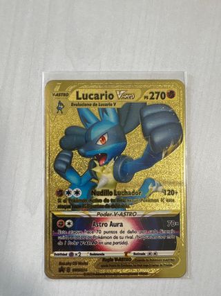 Carta Metalica Pokémon Lucario V ASTRO Dorada