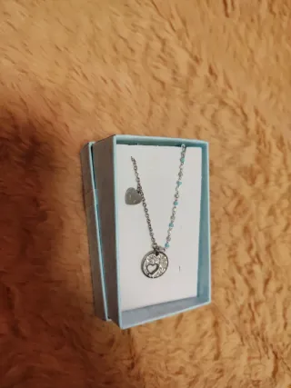 Collar acero corazón con circonitas