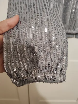 Chaqueta bomber lentejuelas plateada