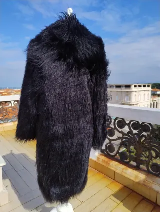 Cappotto eco-pelliccia lungo Twinset nero