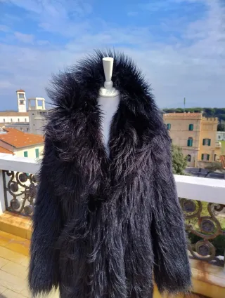 Cappotto eco-pelliccia lungo Twinset nero