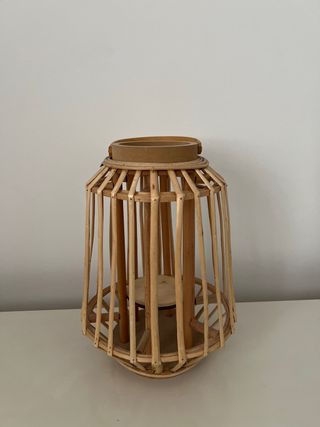 Farol decorativo de bambú y madera