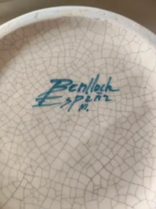 Jarrón Manuel Benlloch Cerámica Azul/Blanco