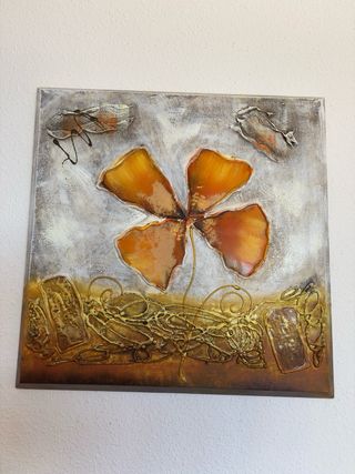 3 Cuadros Decorativos Flor Metal