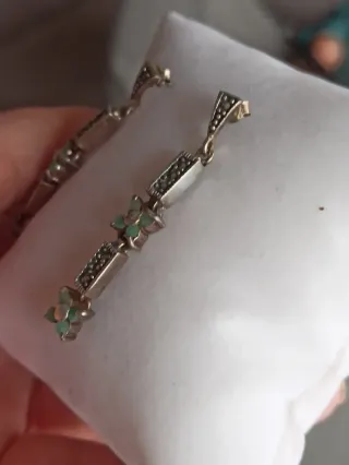 Pendientes antiguos plata y esmeralda