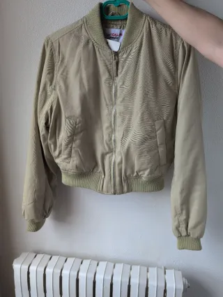 Chaqueta bomber mujer beige/verde