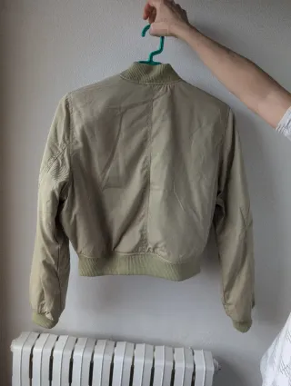 Chaqueta bomber mujer beige/verde