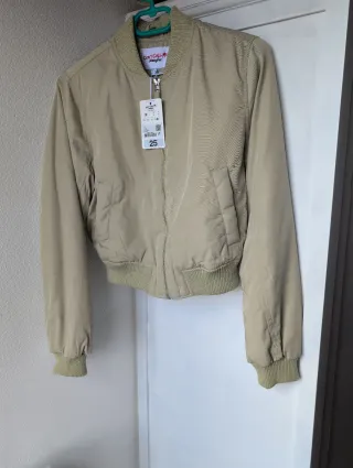 Chaqueta bomber mujer beige/verde