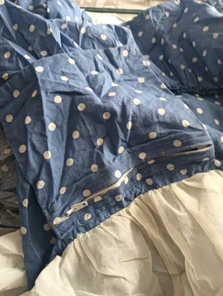 Vestido Flamenco Roal Lunares azul y beige