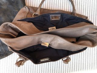 2 Bolsos Cuero Vintage Negro y Marrón